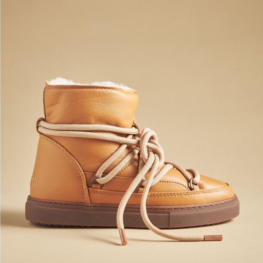 NWT Anthropologie INUIKII Napa Boots Leather Sneaker Genuine Shearling - Picture 4 of 13